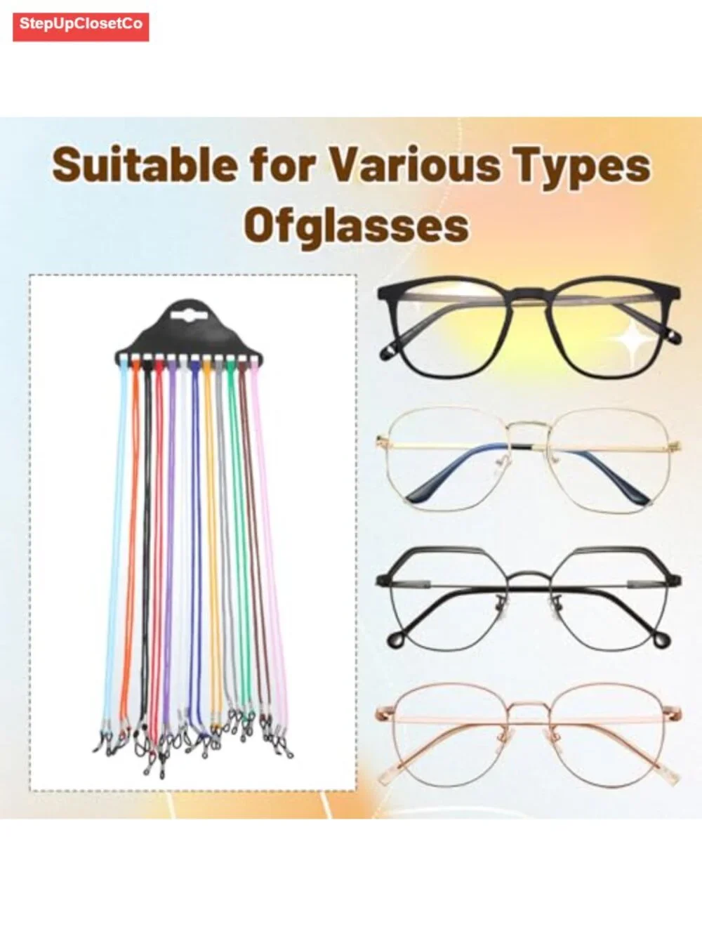 Braided Eyeglass Holders Lanyard Reading Glasses Strap Elastic Neck Cord